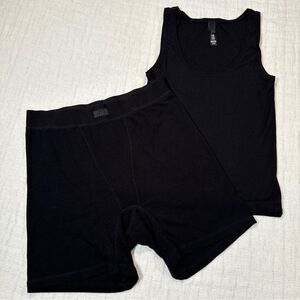 Skims Black Tank Top & Boxer Shorts Set M/L